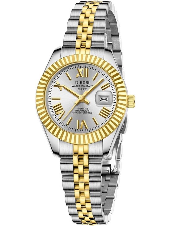 Nibosi Women\'s Gold Silver Analog Quartz Stainless Steel Waterproof Luxury Watch main image 3